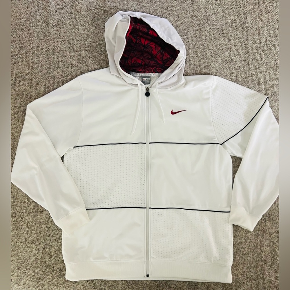 Nike Men’s Lined Basketball Jacket with Hoodie - Color: White - Size XXL
